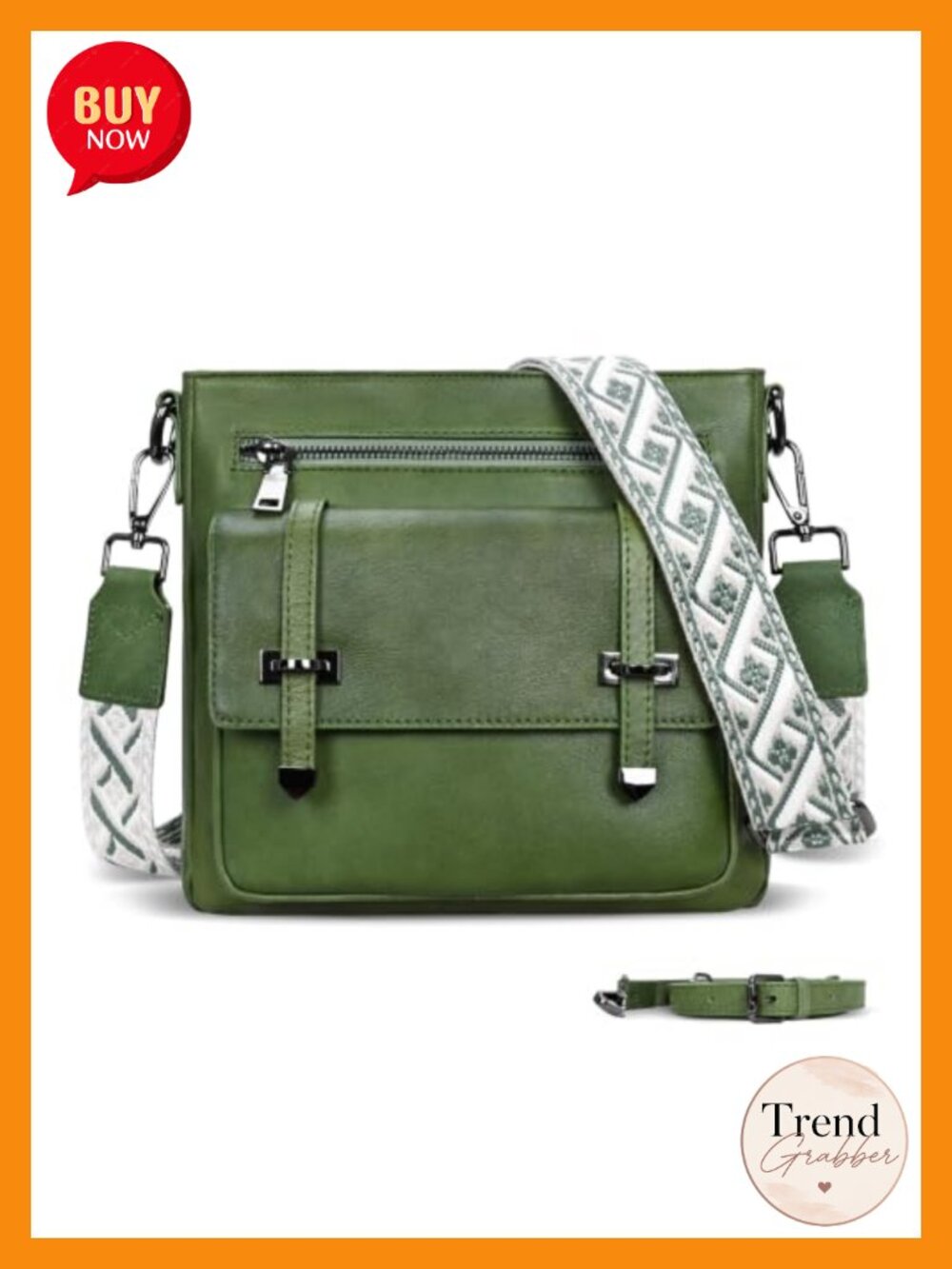 Soft Leather Crossbody Bag Multi Pocket Shoulder Handbag Detachable Straps